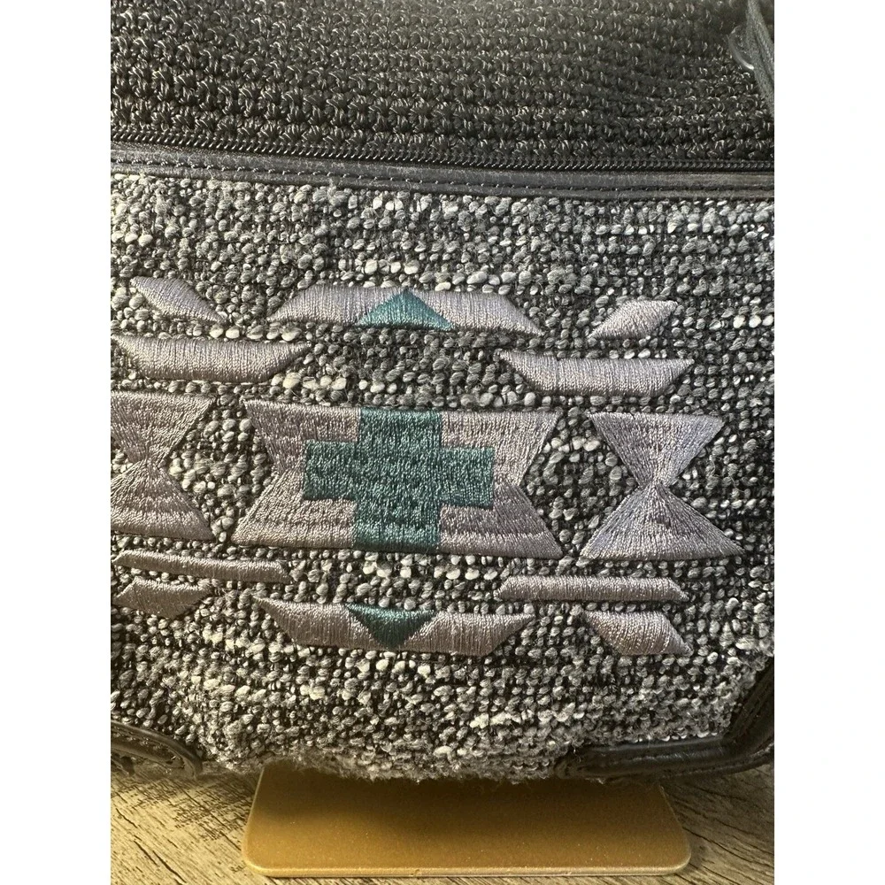 THE SAK CASUAL CLASSICS BLACK LEATHER CROCHET HANDBAG Purse